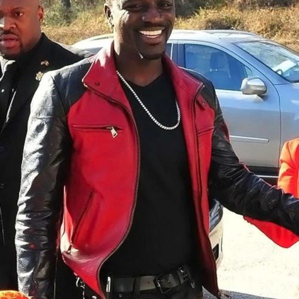 Musician Akon Black And Red Biker Jacket