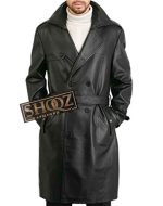 Ocean's Eleven Rusty Ryan (Brad Pitt) Black Leather Treanch Coat