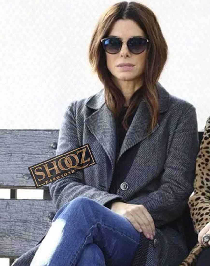 Sandra Bullock Ocean's 8 Debbie Ocean Wool Coat 1 Sandra Bullock Ocean's 8 Debbie Ocean Wool Coat