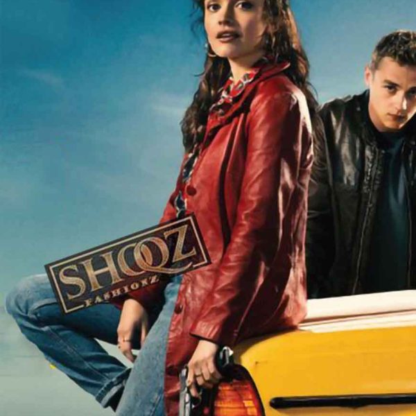 Olivia Cooke Pixie Red Leather Coat