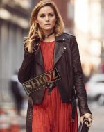 Olivia Palermo Biker Black Leather Jacket
