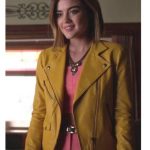 (Aria Montgomery) Pretty Little Liars Lucy Hale Yellow Leather Jacket