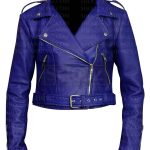 Women's Royal Blue Biker Leather Jacket