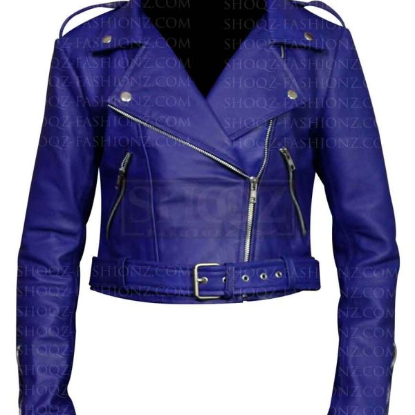 Women's Royal Blue Biker Leather Jacket