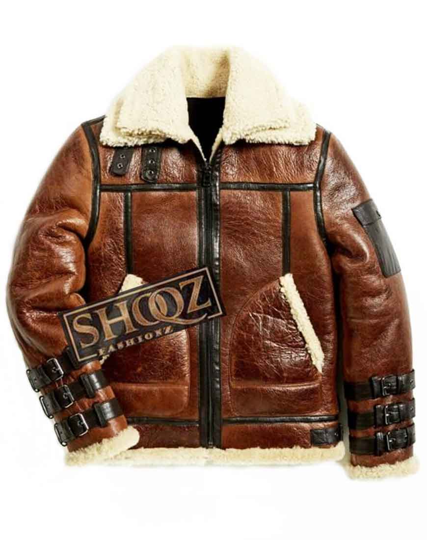 B3 Aviator Brown Waxed Shearling Leather Jacket 1 B3 Aviator Brown Waxed Shearling Leather Jacket