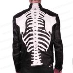 Skeleton Sketch Men's Black Biker Leather Jacket