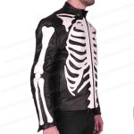Skeleton Sketch Men's Black Biker Leather Jacket