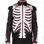 Skeleton Sketch Men's Black Biker Leather Jacket
