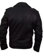 Slim Fit Belted Rider Black Jacket
