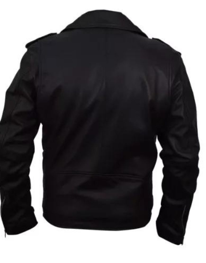 Slim Fit Belted Rider Black Jacket