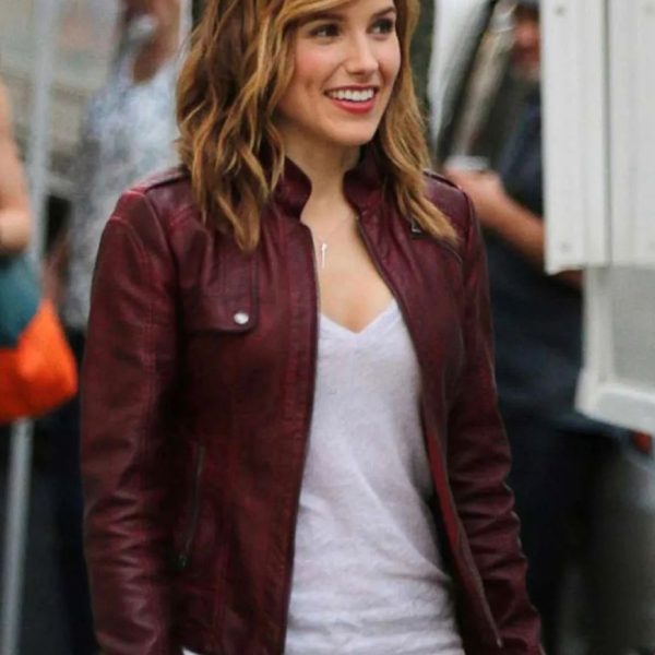 Chicago PD Erin Lindsay Sophia Bush Maroon Leather Jacket