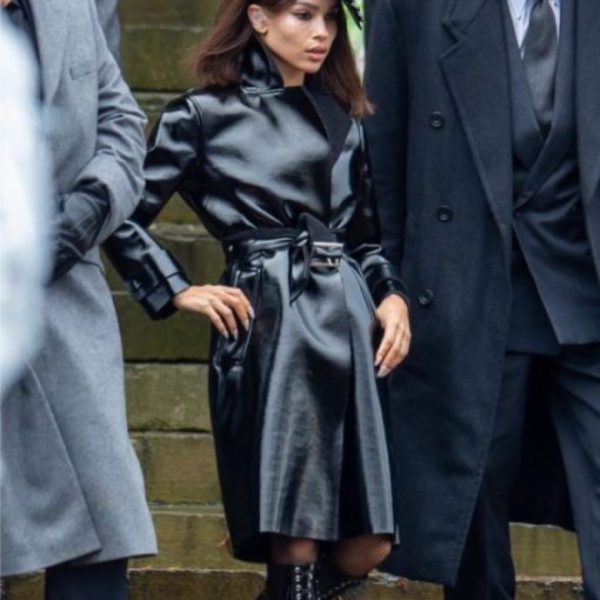 The Batman Zo? Kravitz Black Leather Coat