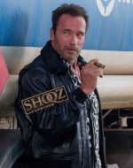 Arnold Schwarzenegger The Expendables Fur Collar Bomber Jacket