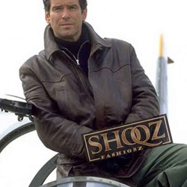 Pierce Brosnan Tomorrow Never Dies James Bond Brown Belted Leather Coat