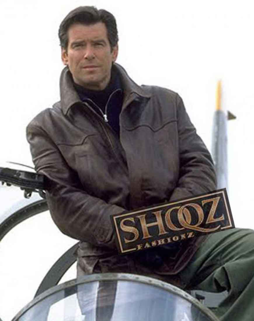 Pierce Brosnan Tomorrow Never Dies James Bond Brown Belted Leather Coat 1 Pierce Brosnan Tomorrow Never Dies James Bond Brown Belted Leather Coat