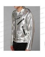 Tripp NYC Punk Rave Goth X-men Metal Rocker Faux Silver Jacket