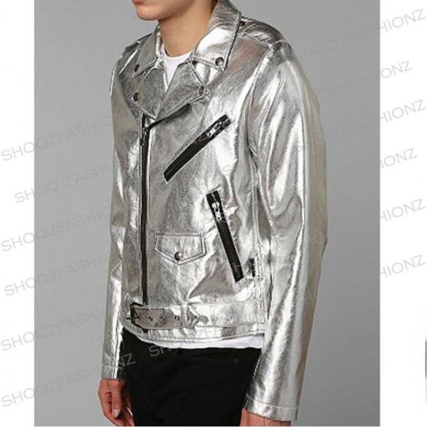 Tripp NYC Punk Rave Goth X-men Metal Rocker Faux Silver Jacket