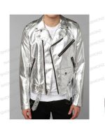 Tripp NYC Punk Rave Goth X-men Metal Rocker Faux Silver Jacket