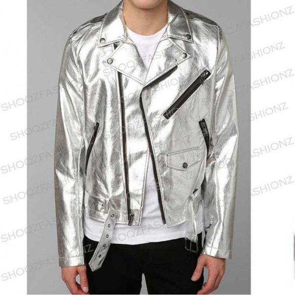 Tripp NYC Punk Rave Goth X-men Metal Rocker Faux Silver Jacket