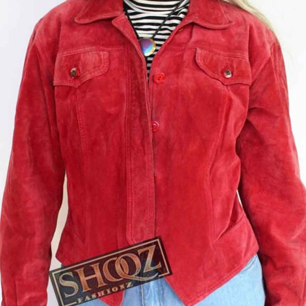 Women Style Red Suede Jacket