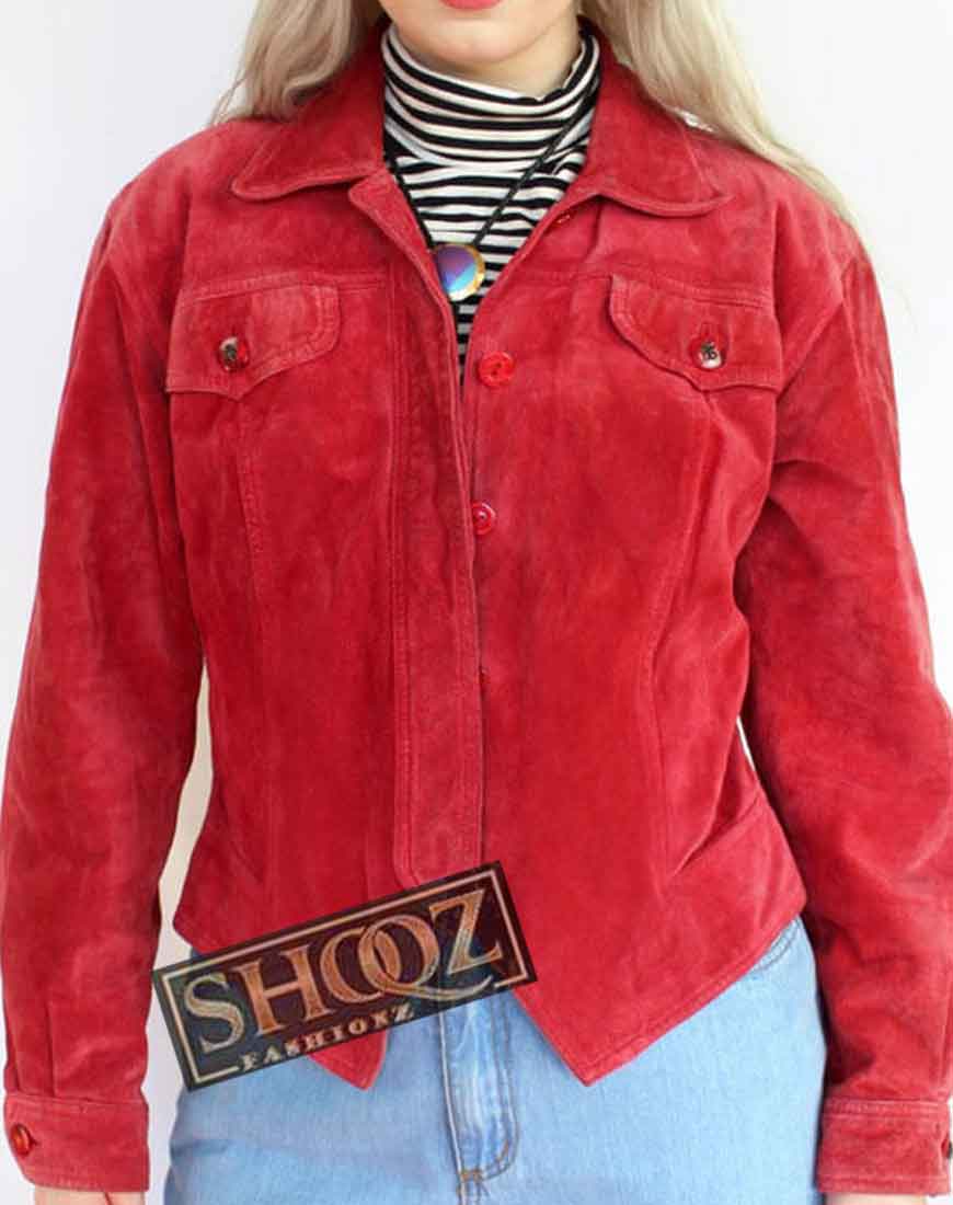Women Style Red Suede Jacket 1 Women Style Red Suede Jacket