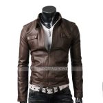 Slim Fit Light Brown Strap Pocket Jacket
