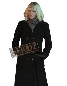 Atomic Blonde Charlize Theron Black Wool Coat