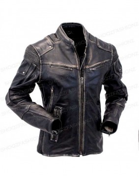 Cafe Racer Anarchy Dark Green Distressed Jacket