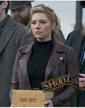 Katheryn Winnick Big Sky Brown Biker Jacket