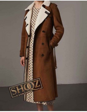 Women Double Breasted Brown Trench Coat