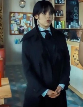 Wednesday Addams Black Wool Coat