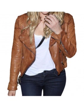 Ashley Benson Biker Brown Leather Jacket