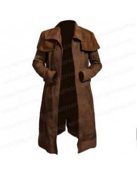 Fallout Vegas Veteran Ranger Trench Real Leather Coat